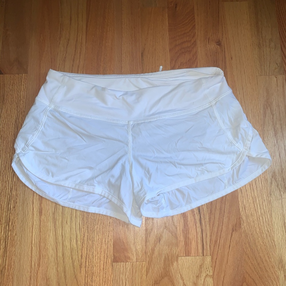 White Lululemon Speed Up Shorts